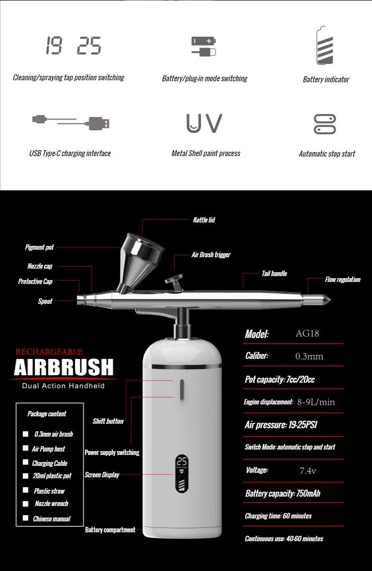 TEEK - Portable Cordless Airbrush Air Compressor AIRBRUSH theteekdotcom   