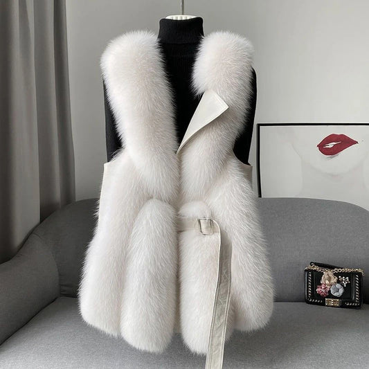 TEEK - Faux Fur Sleeveless Thick Waistcoat COAT theteekdotcom white M 