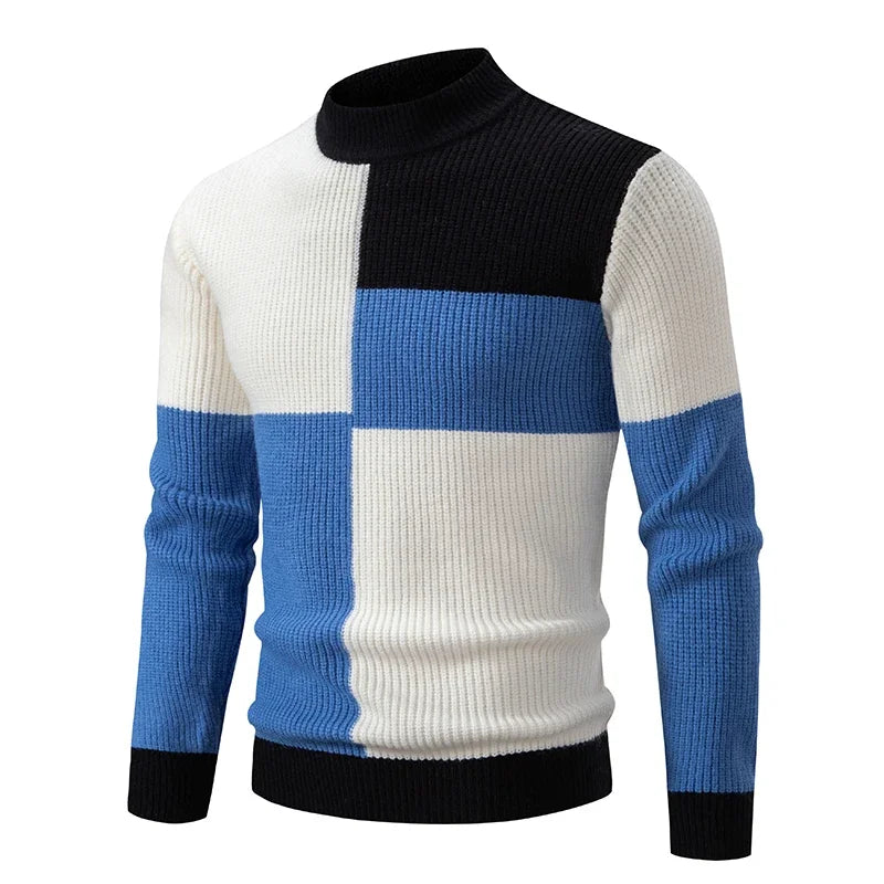 TEEK - Mens Neck Knit Pullover Sweater TOPS theteekdotcom M193 white and blue TAG M / US S 