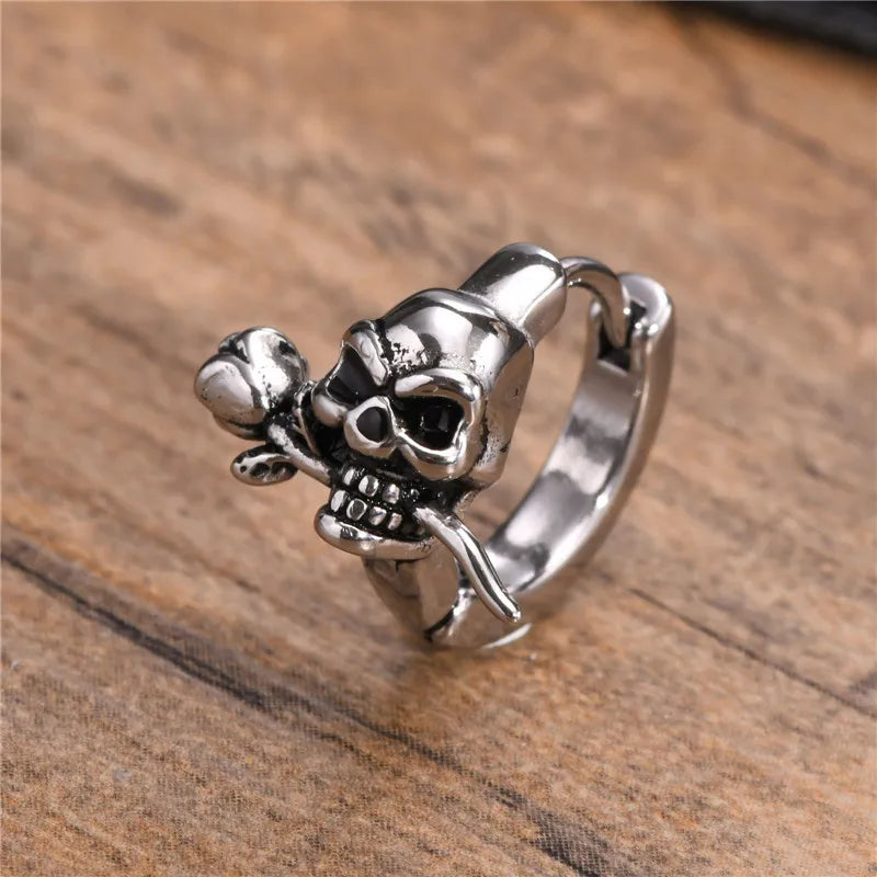 TEEK - Mens Punk Gothic Skull Hoop Huggie Earrings JEWELRY theteekdotcom   