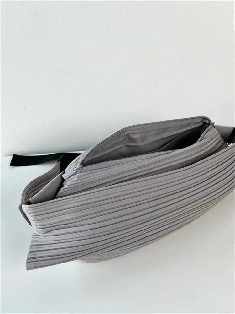 TEEK - Pleated Dumpling Chest Bag BAG theteekdotcom grey 52x22cm 