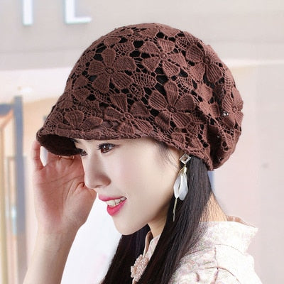 TEEK - Elegant Knitted Lace Hats HAT theteekdotcom Deep Coffee ka XY 55-60cm head circumference 