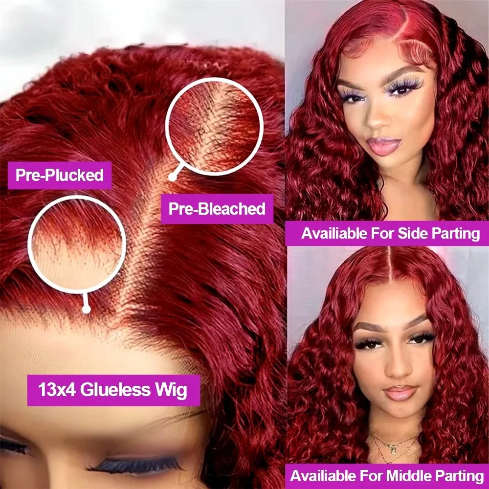 TEEK - Burgundy 99J Deep Wave Lace Frontal HD Lace HAIR theteekdotcom