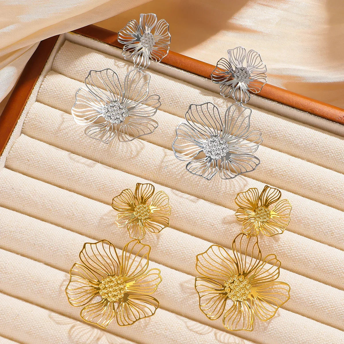 TEEK - Romantic Flower Petal Long Tassel Drop Earrings JEWELRY theteekdotcom