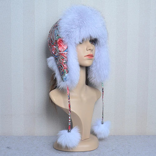TEEK - Winter Real Fox Fluff Hat HAT theteekdotcom natural fox white 2  