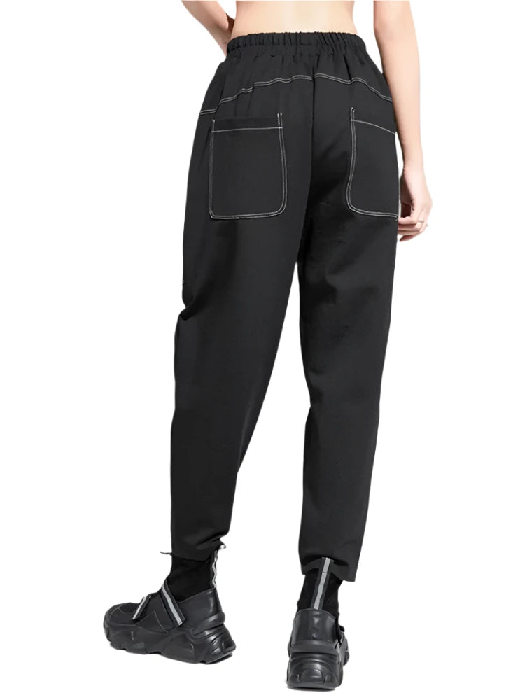 TEEK - Black Pocket Top Stitched Womens Harem Pants PANTS theteekdotcom   