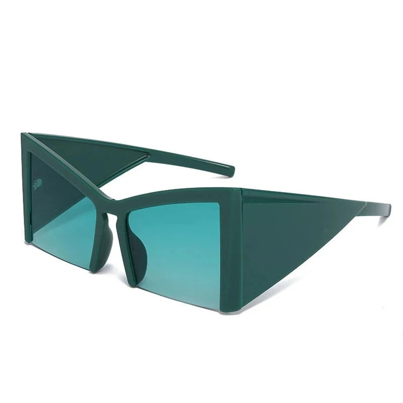 TEEK - Blocked Kitty Oversized Shield Sunglasses EYEGLASSES theteekdotcom C6 Green  