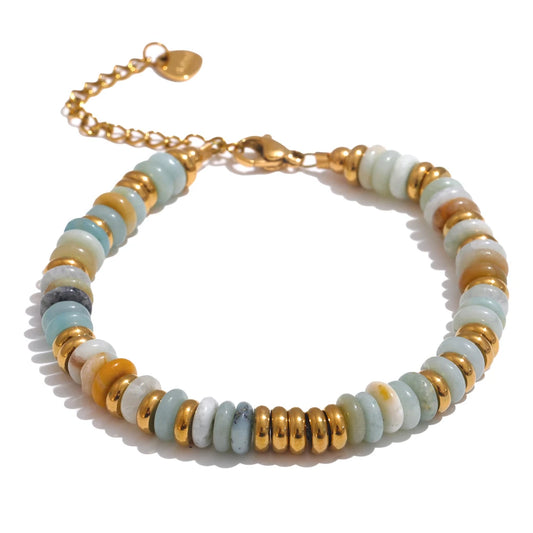 TEEK - Colorful Natural Stone Beads Chain Handmade Bracelet JEWELRY theteekdotcom YH4038A Amazonite  