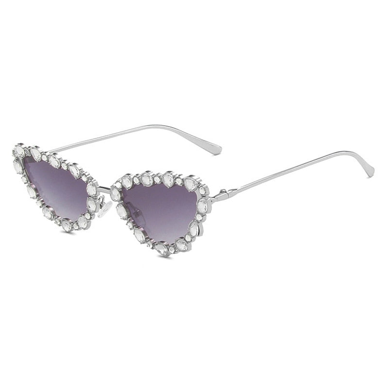 TEEK - Crystal Cat Eye Sunglasses EYEGLASSES theteekdotcom Silver gray gradient  