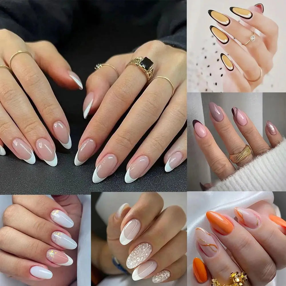 TEEK - 24pcs Long Almond False Nails NAIL ART theteekdotcom   