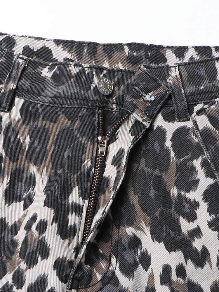 TEEK - Leopard Hit Loose Folds Jeans PANTS theteekdotcom   