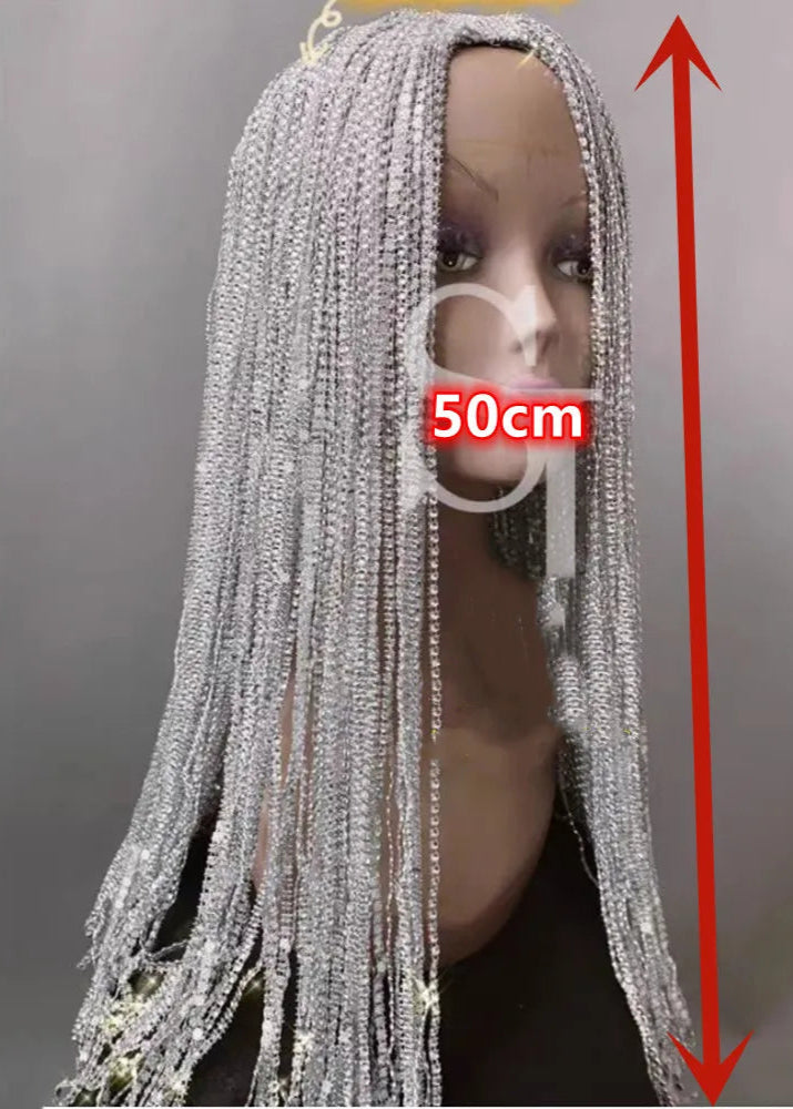 TEEK - Sparkly Tassel Chain Wig HAIR theteekdotcom Silver 50cm One Size