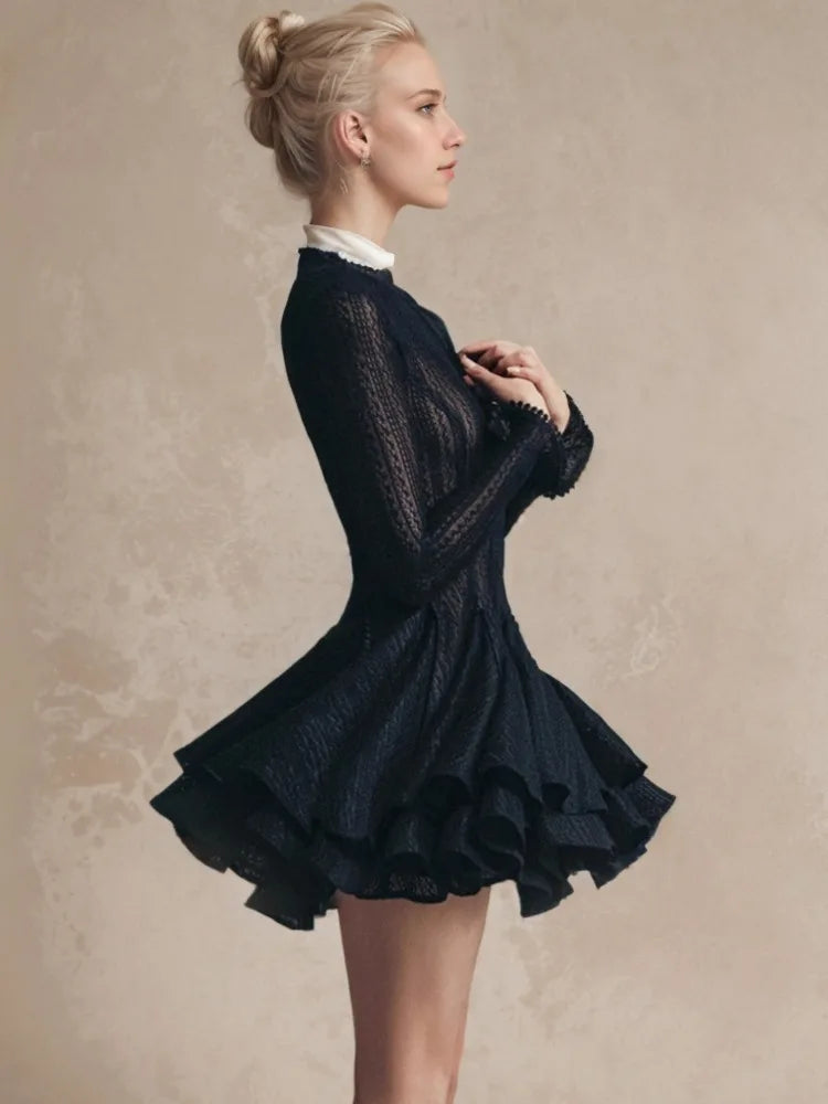 TEEK - Round Neck Long Sleeve Mesh Zipper Dress DRESS theteekdotcom