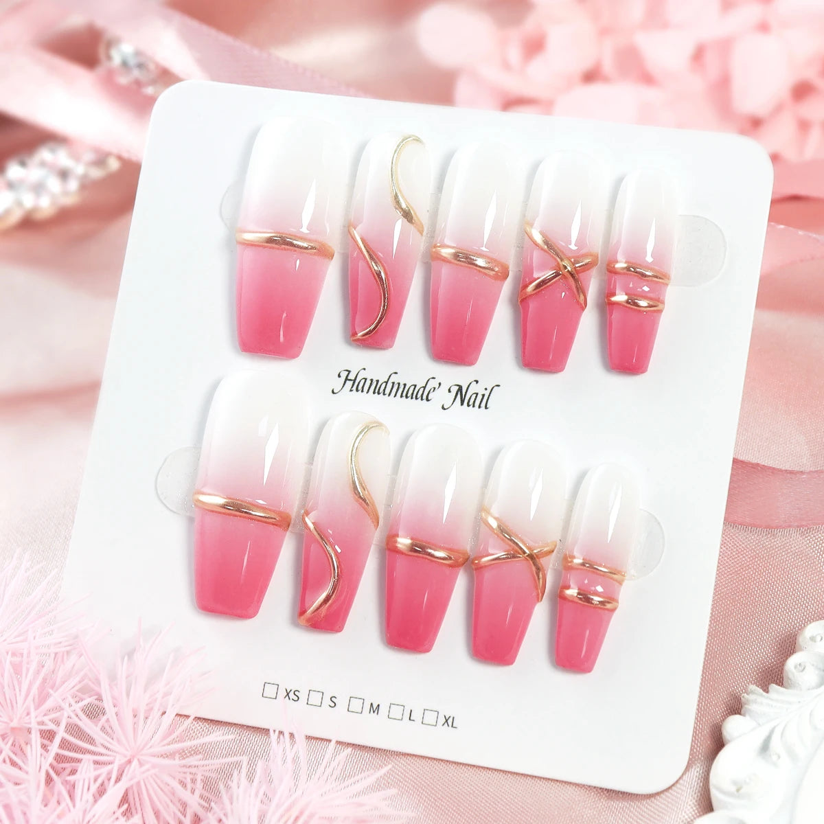 TEEK - 10pcs Pure Handmade 3D Press-On Nails NAIL ART theteekdotcom size-M(CT0006)  