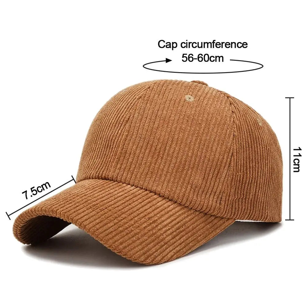 Outdoor Adjustable Hip Hop Spring Autumn Corduroy Baseball Cap Vintage Baseball Hat Women Men TEEK