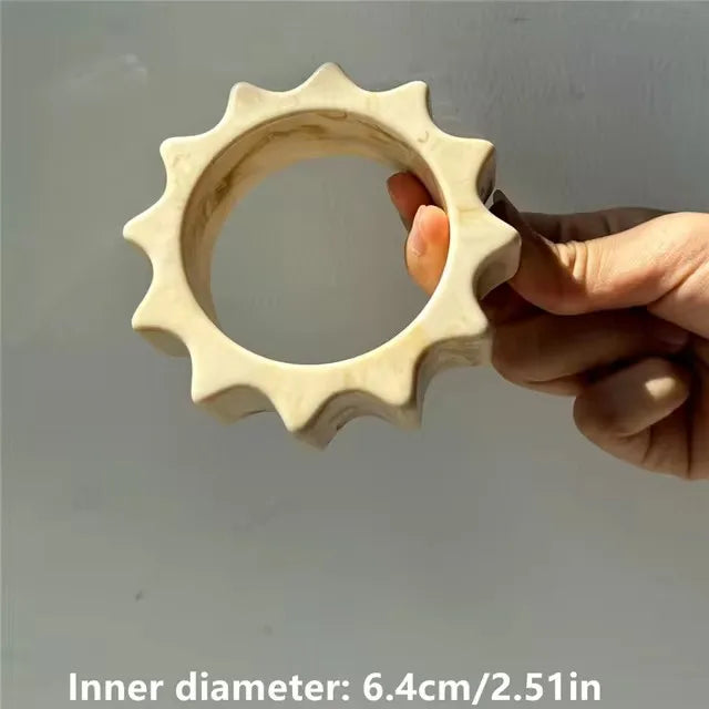 TEEK - Golden Beige Geometric Thick Oversized Bangles JEWELRY theteekdotcom D