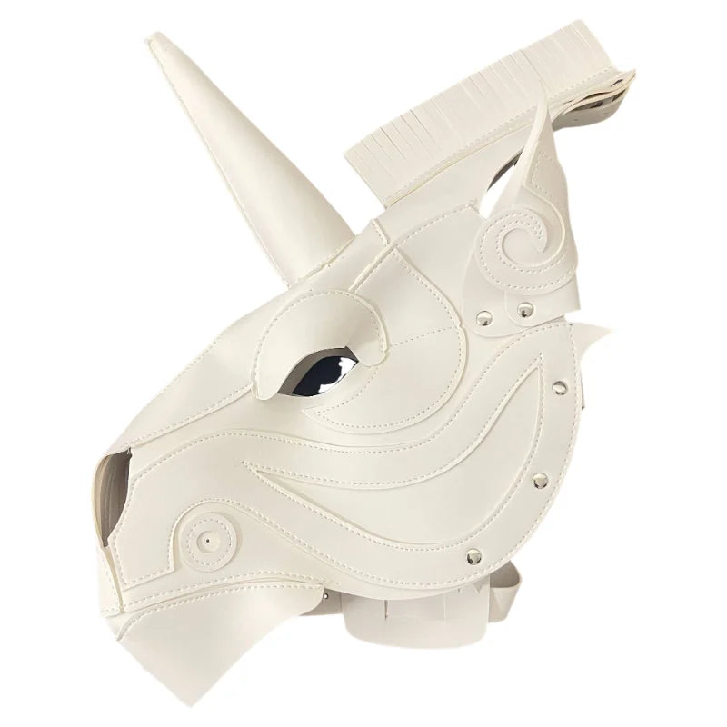 TEEK - Steampunk Unicorn Horse Mask COSTUME theteekdotcom White