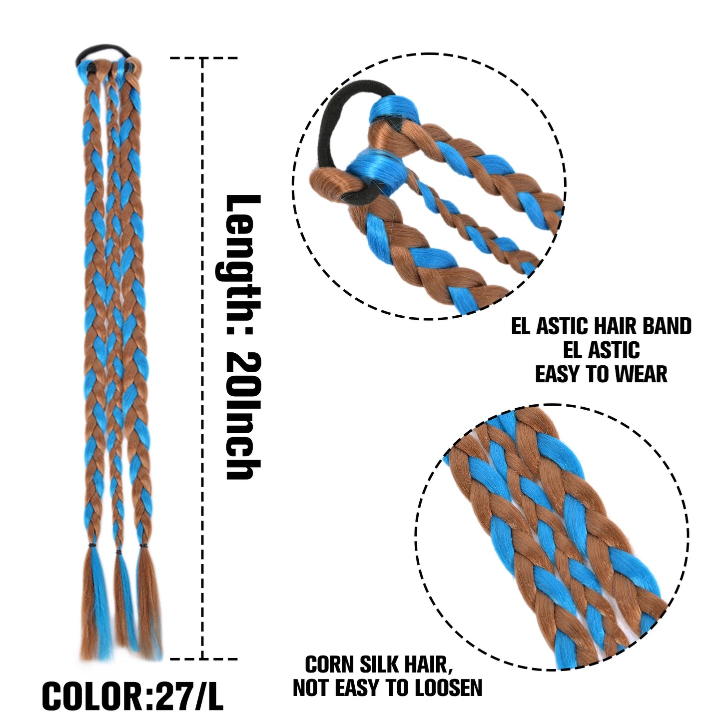 TEEK - 20 Inch Long Braided Synthetic PonytailHair Extension