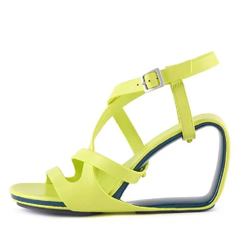 TEEK - Narrow Band Strap Buckle Gladiator Sandals SHOES theteekdotcom Fluorescent Green 5 