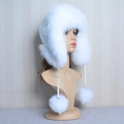 TEEK - Winter Real Fox Fluff Hat HAT theteekdotcom white 1  