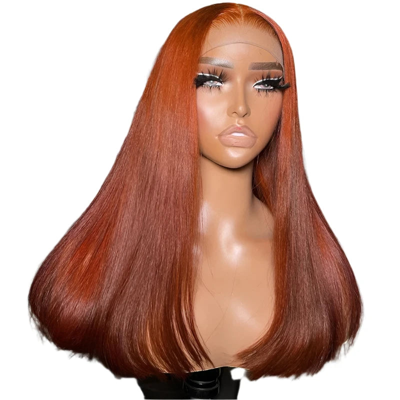 TEEK - Ginger Orange Straight Human Hair Wig HAIR TEEK H Ginger Orange 28inches 13x4 Frontal Wig 180