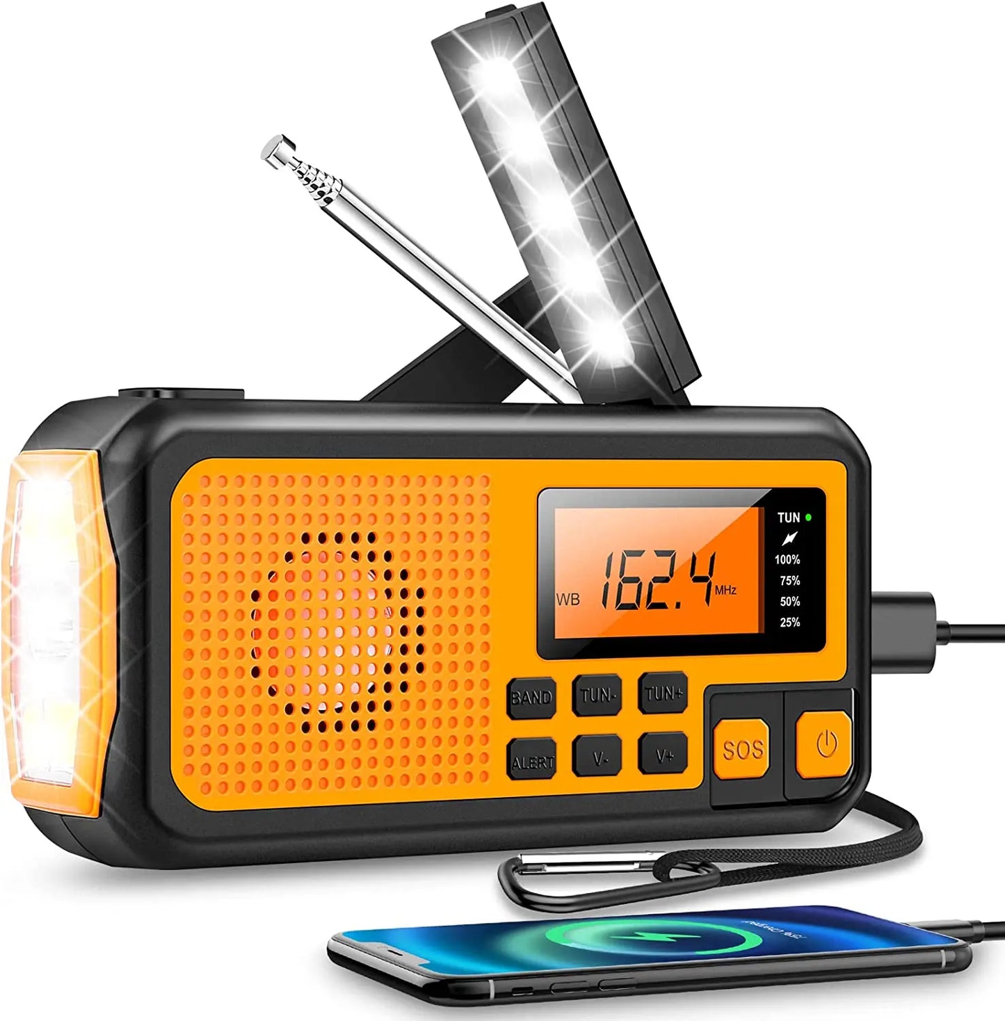 TEEK - Emergency Solar Hand Crank Torch Emergency AM/FM Portable Radio LAMP theteek.com DAB 5000mah