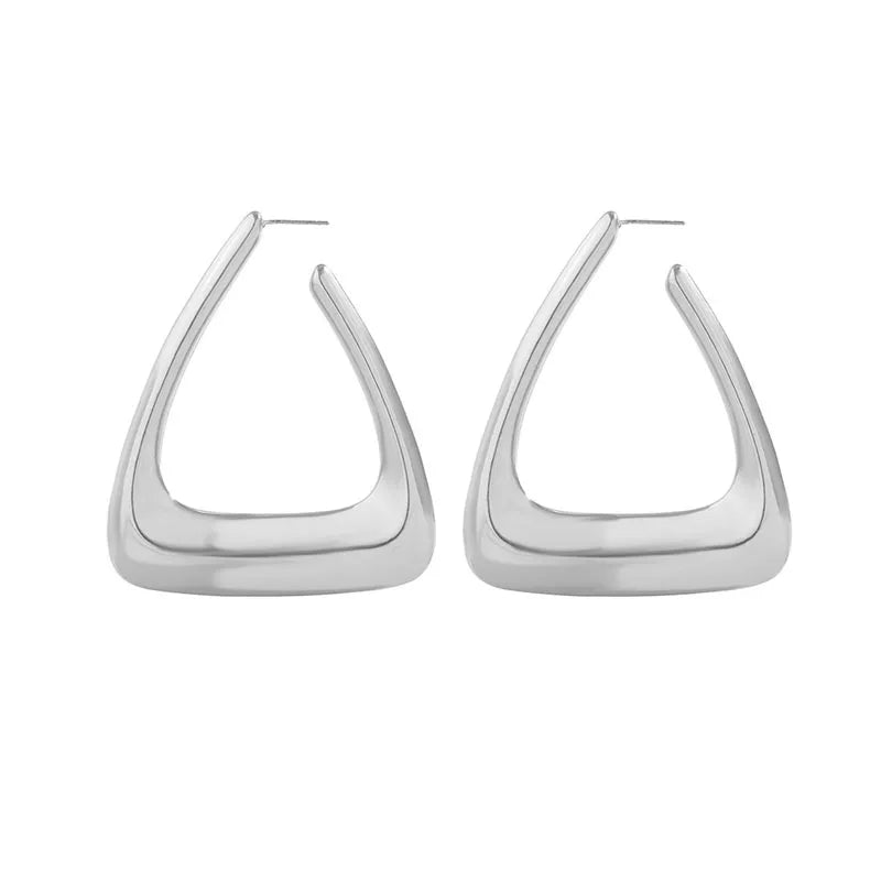 TEEK - Metal Knocker Hoop Earrings JEWELRY theteekdotcom AE057 silver  