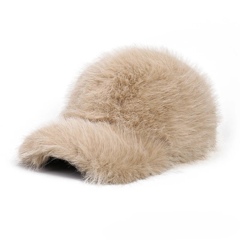 TEEK - Fur Warm Snow Faux Fox Fur Thick Baseball Hat HAT theteekdotcom Khaki 56-58cm