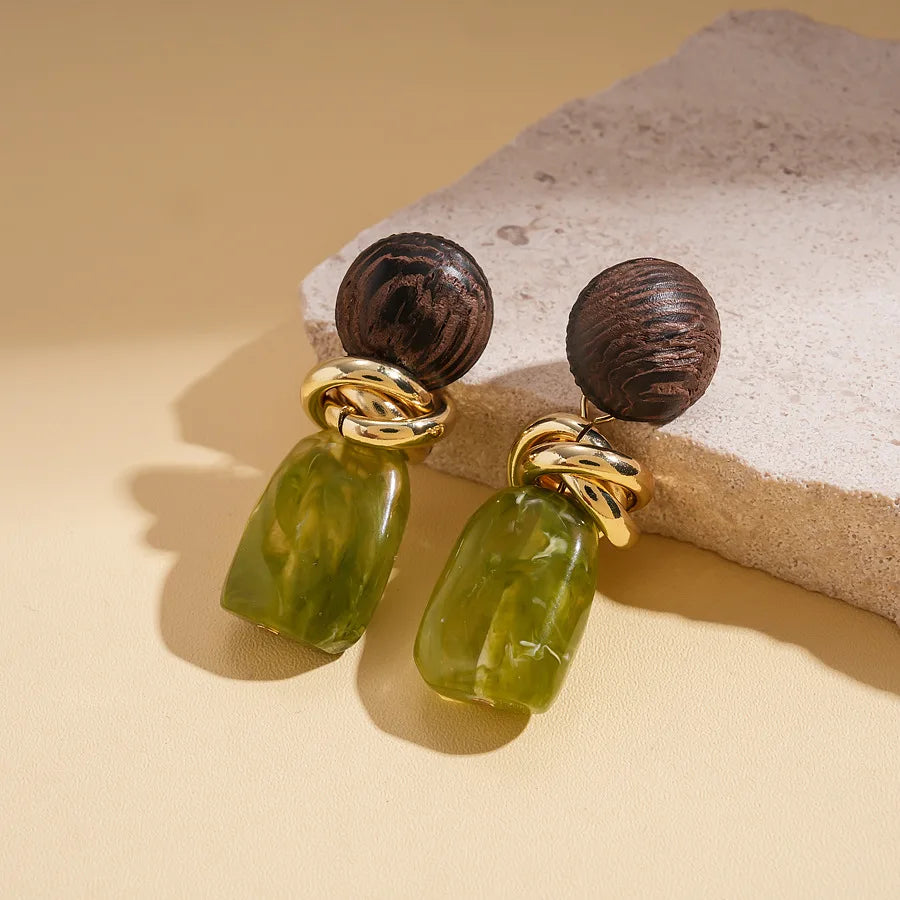 TEEK - Metal Wrap Irregular Dangle Earrings JEWELRY theteekdotcom Green