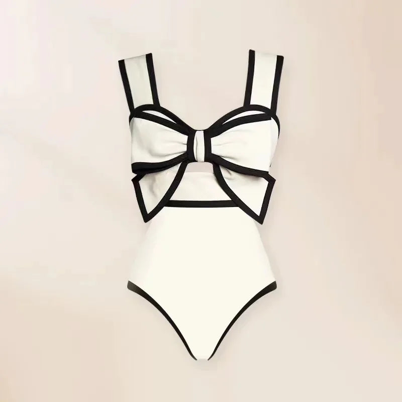 TEEK - Sweet Contrast Polka Dot Bow Bikini Swimwear SWIMWEAR theteekdotcom White-Top S 