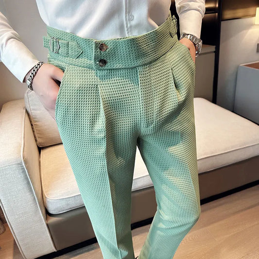 TEEK - Mens High Waisted Suit Pantalones PANTS theteekdotcom   