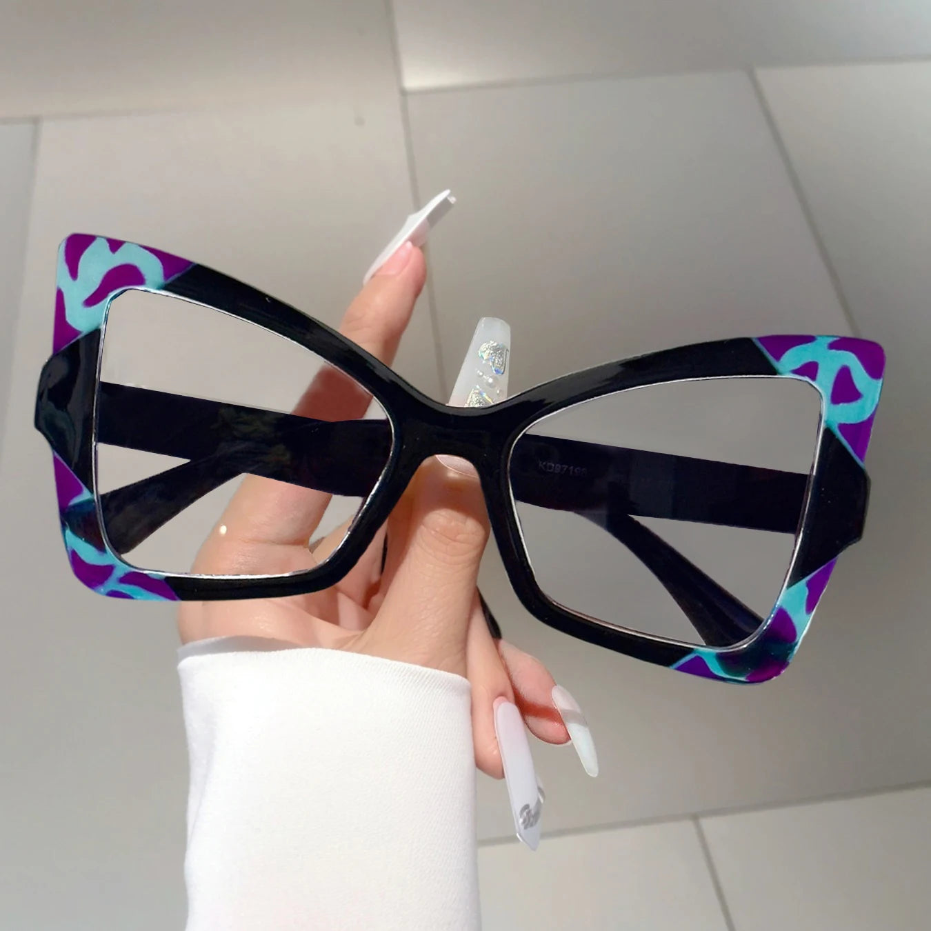 TEEK - Oversized Cat Eye Contrast Color Frame Eyewear EYEGLASSES theteekdotcom black