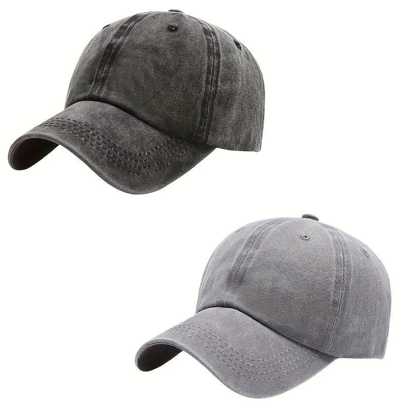 Men Women Unisex Baseball Cap Adjustable Solid Color Casual Hat Stretchy Fabric for Sports Secure Drawstring Closure Dad Hat TEEK 2pcs Black Gray