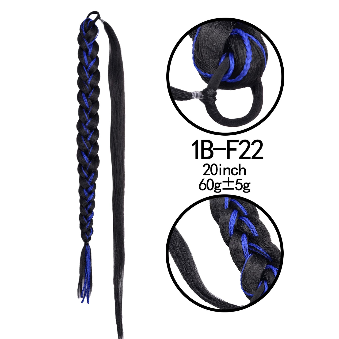 TEEK - 20 Inch Long Braided Synthetic PonytailHair Extension