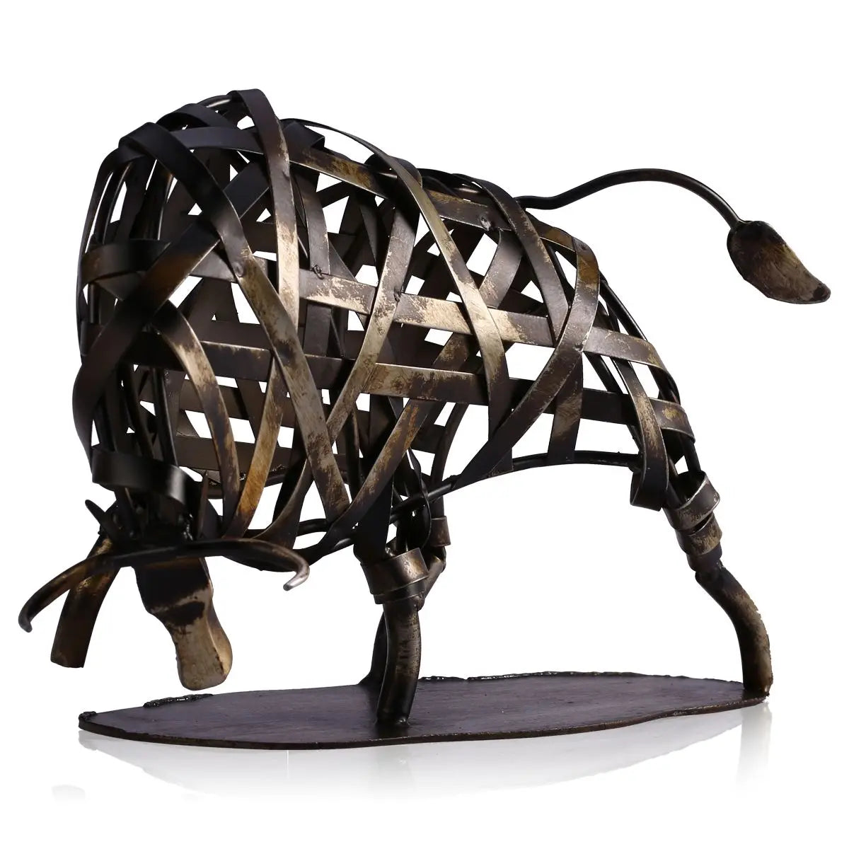 TEEK - Durable Iron-made Braided Cattle Metal Sculpture HOME DECOR theteekdotcom Dark Brown  