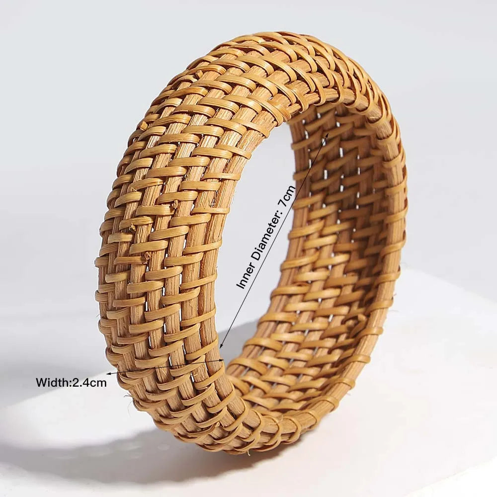 TEEK - Boho Wood Bamboo Rattan Weave Bracelet JEWELRY theteekdotcom E686230P  