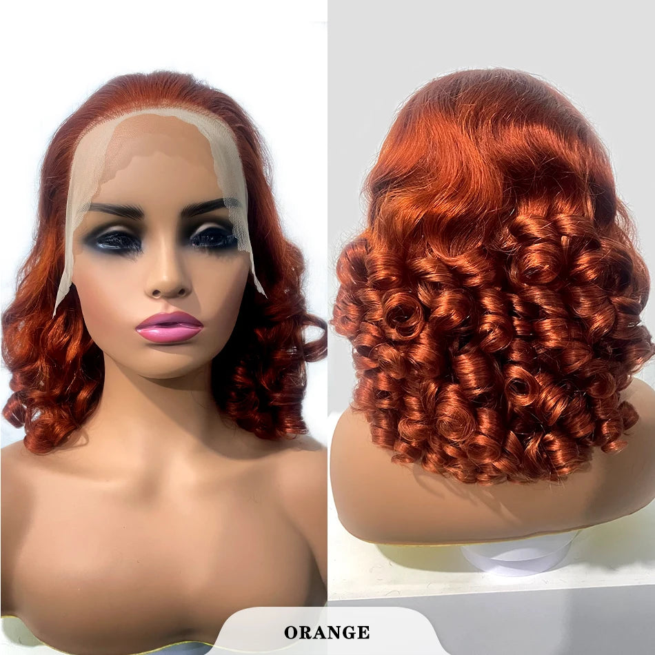 TEEK - Vietnamese Raw 200% Ombre Double Bouncy Glueless Wig HAIR theteekdotcom ORANGE 24 in 200%