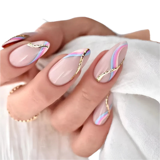 TEEK - 24pcs Long Almond False Nails NAIL ART theteekdotcom JP1694  