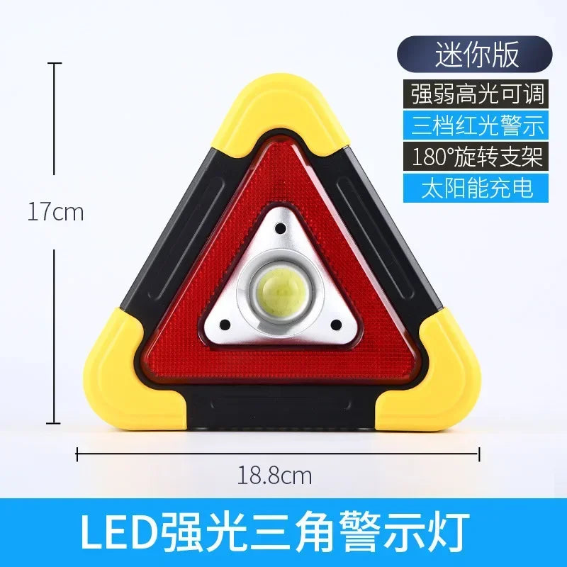 2-IN-1 Solar Emergency Triangular Roadside Warning Light Safety Emergency Breakdown Alarm Lamp Portable Flashing Light on Hand TEEK 1 lamp solar energy