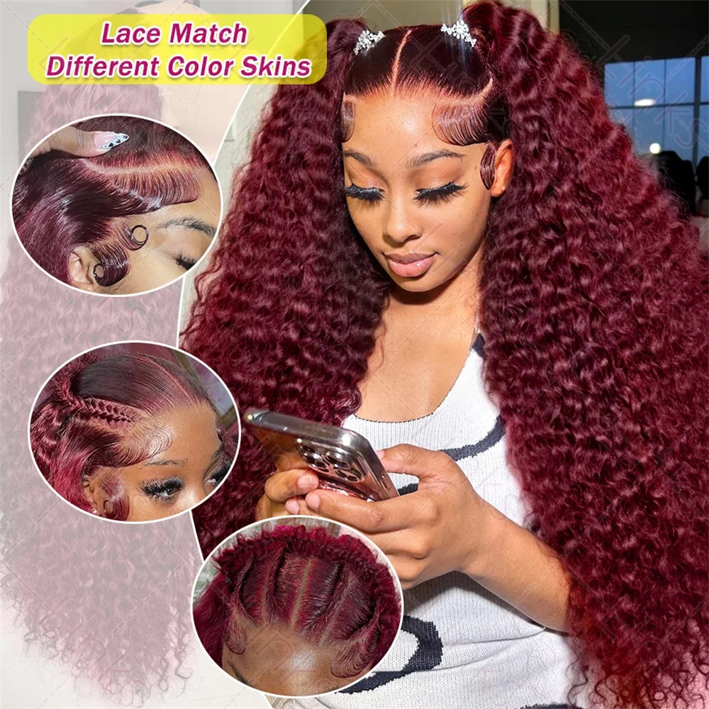 TEEK - Burgundy 99J Deep Wave Lace Frontal HD Lace HAIR theteekdotcom
