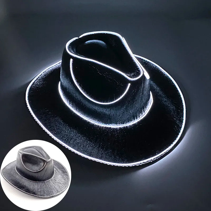 TEEK - Wireless LED Cowgirl Hat HAT theteekdotcom 06 black white  