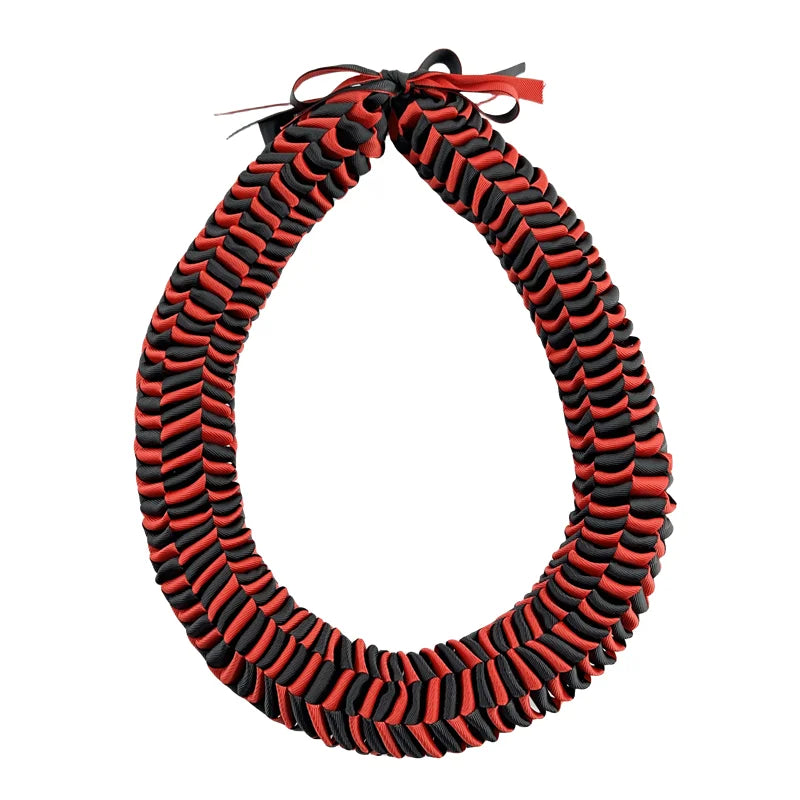 TEEK - Ribbon Lei Necklace JEWELRY theteekdotcom black red 39.4in/100cm Circumference 