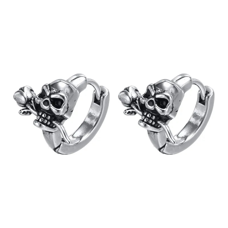 TEEK - Mens Punk Gothic Skull Hoop Huggie Earrings JEWELRY theteekdotcom 64752 1  