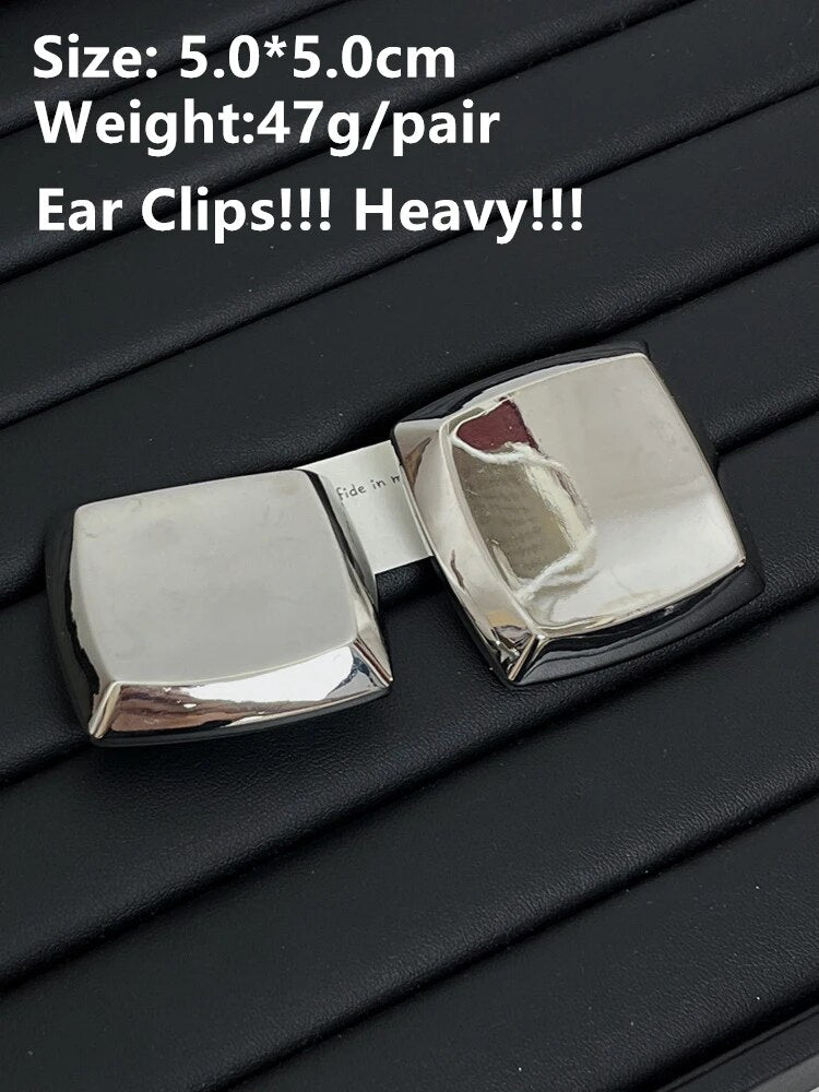 TEEK - Square Beveled Hollow Earrings JEWELRY theteekdotcom B Clip-on  