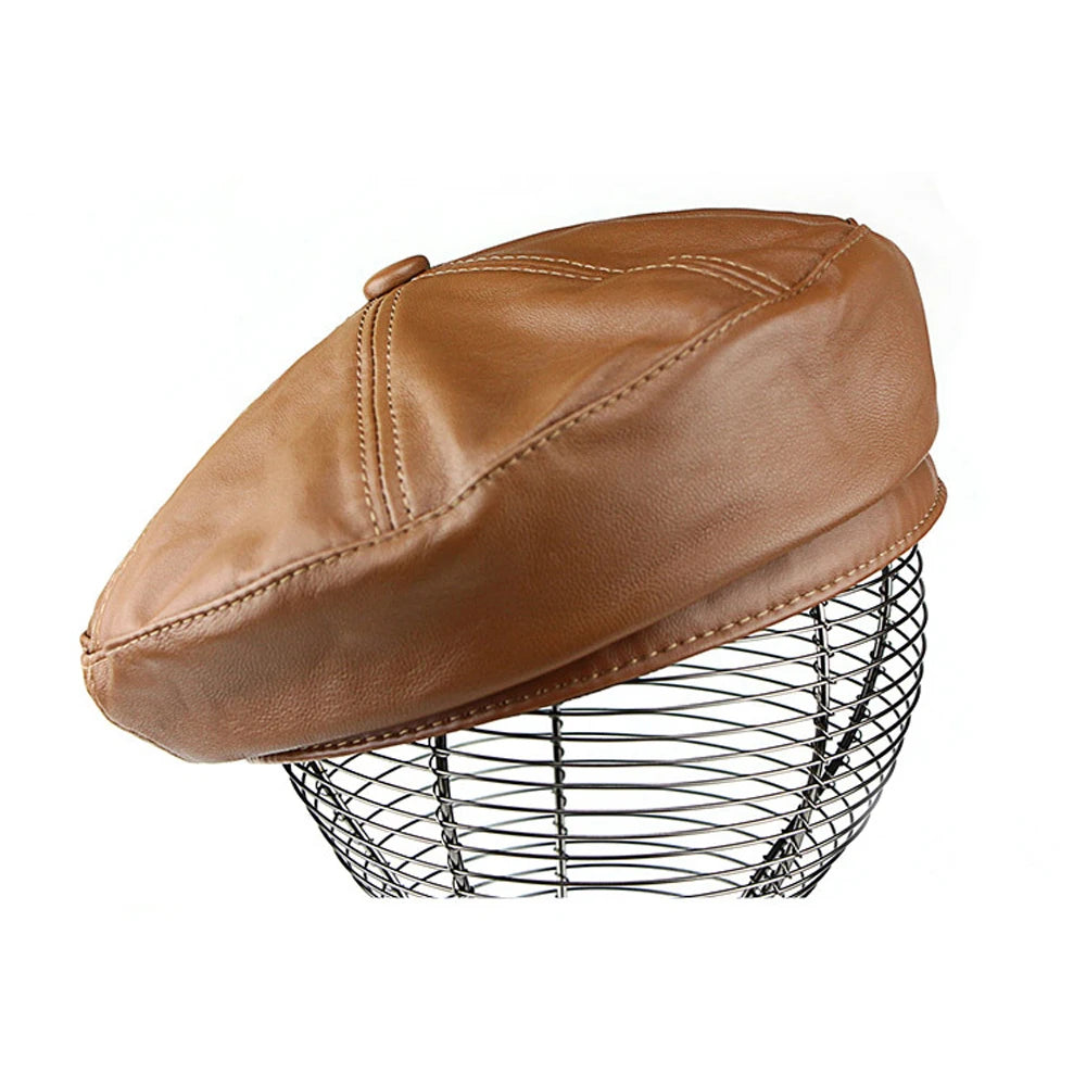 TEEK - Real Leather Beret Hat HAT theteekdotcom