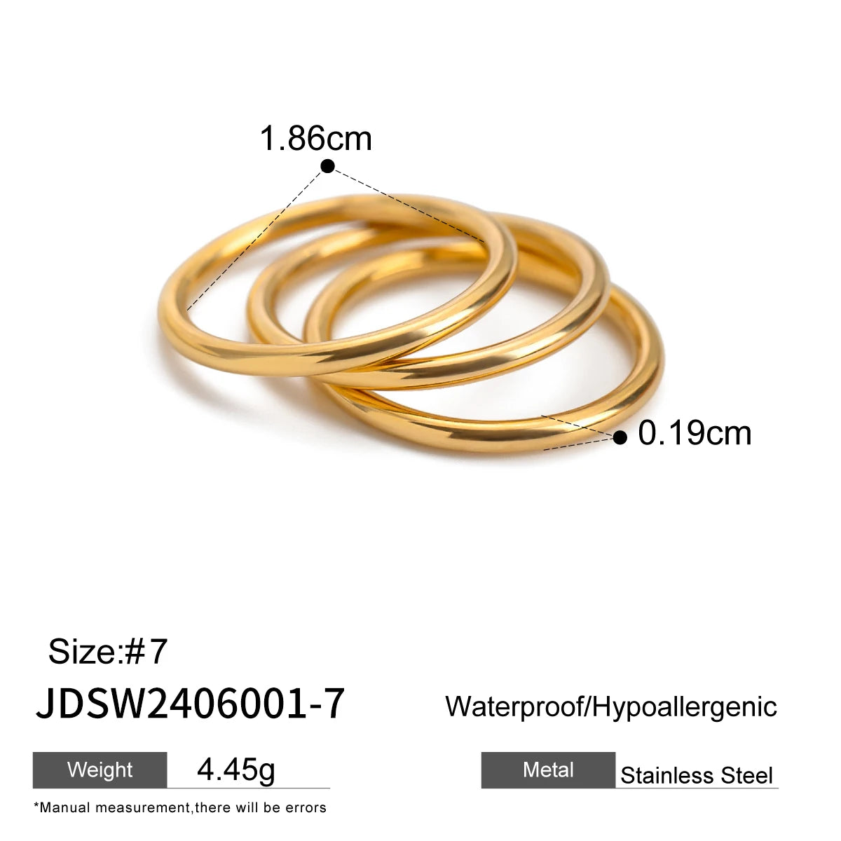 TEEK - 18K Gold Color Plated Stainless Steel Stackable Ring JEWELRY theteekdotcom JDSW2406001