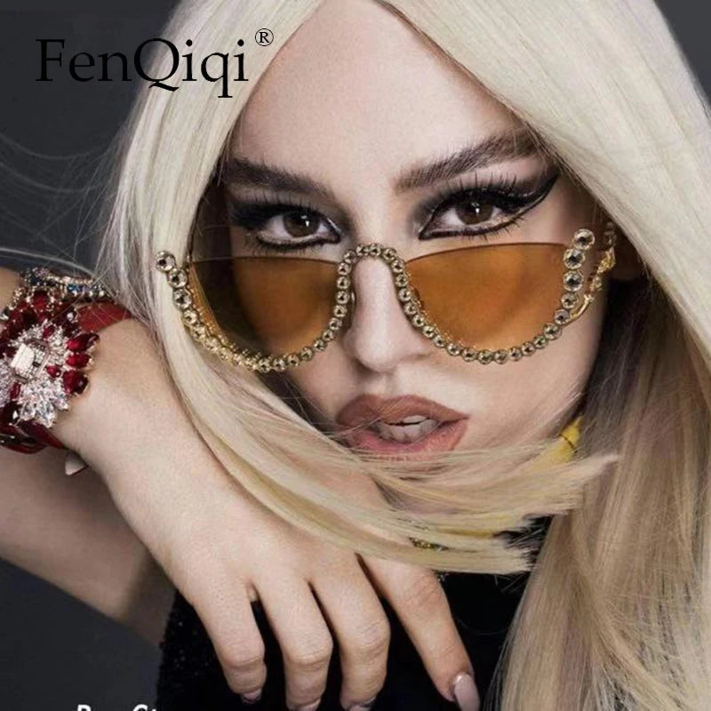 TEEK - Semi Framed Bejeweled Cat Eye Sunglasses EYEGLASSES theteekdotcom