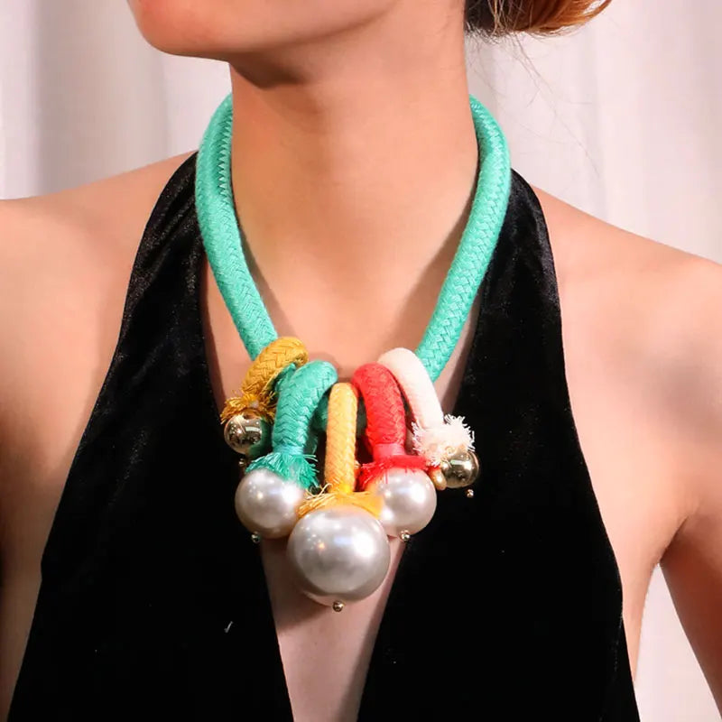 TEEK - Statement Beads Color Rope Necklace JEWELRY theteekdotcom