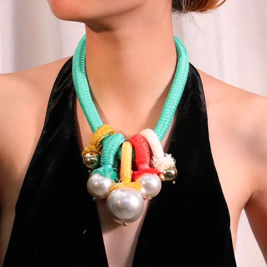 TEEK - Statement Beads Color Rope Necklace JEWELRY theteekdotcom