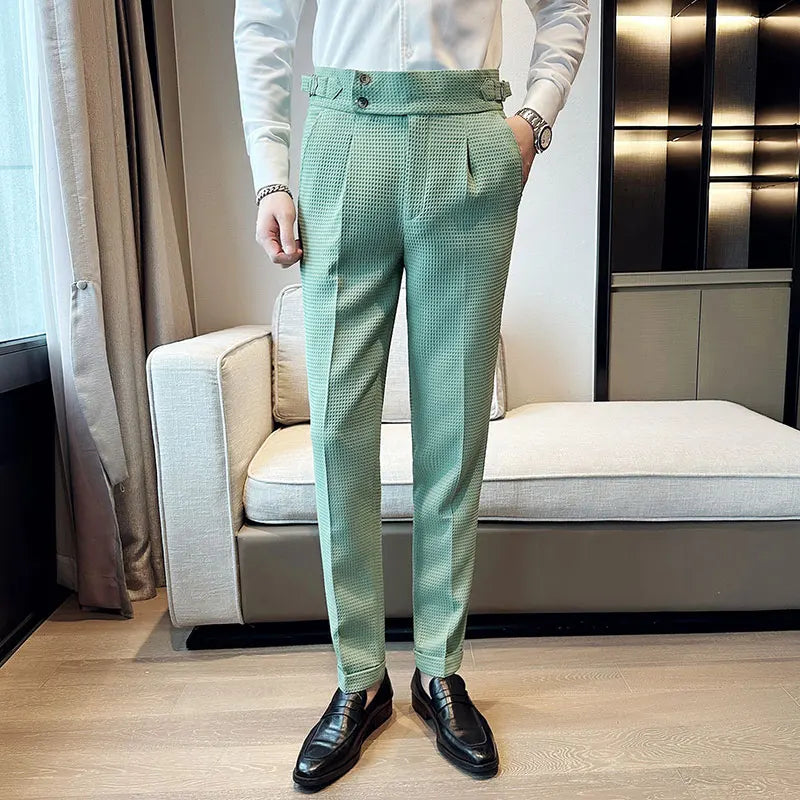 TEEK - Mens High Waisted Suit Pantalones PANTS theteekdotcom Green 29 